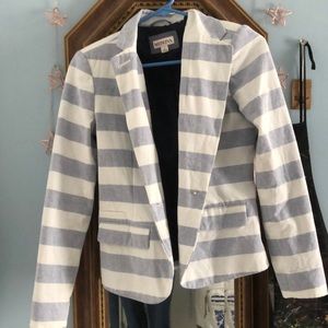 Blue and White Striped Blazer